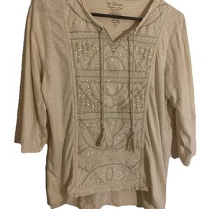 Chico’s Women’s Beige Embroidered Woven Gorgeous Design